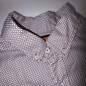 KONRECO FR Flame Resistant Work Shirt Mens 2XL Button Down Tall Navy Geometric